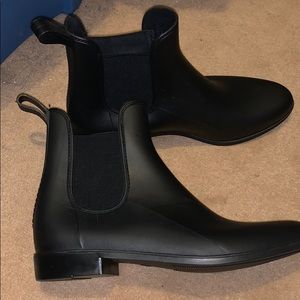 Matte black rain boots